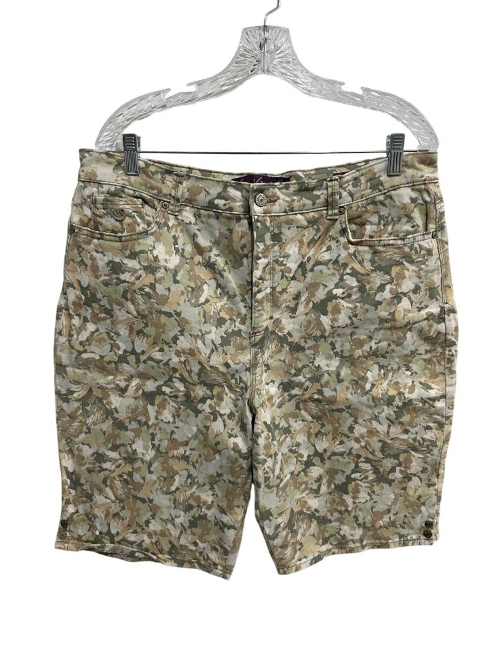 Gloria Vanderbilt Womens Camo Bermuda Shorts Size 16 Earth Tones Gorpcore Retro